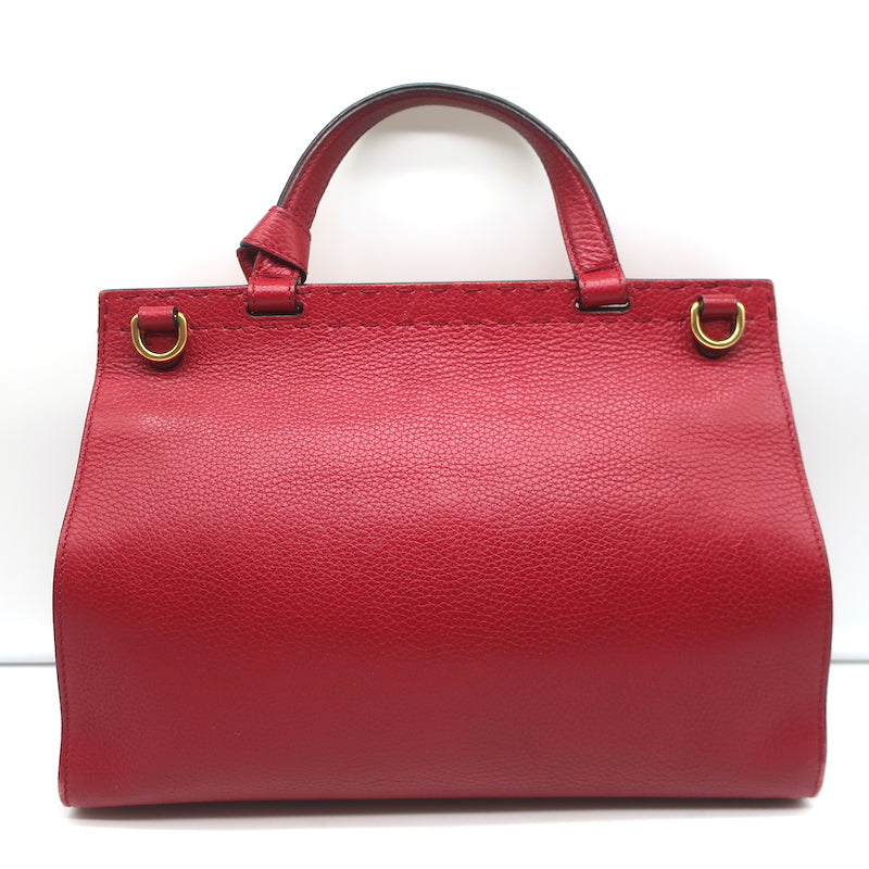 Gucci GG Marmont Small Top Handle Bag Red Grained Leather Crossbody
