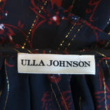 Ulla Johnson Cold Shoulder Top Coline Black Lurex-Striped Floral Print Size 2