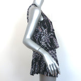 IRO Sleeveless Tiered Mini Dress Frigye Black Printed Silk Size 36