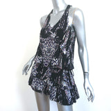 IRO Sleeveless Tiered Mini Dress Frigye Black Printed Silk Size 36