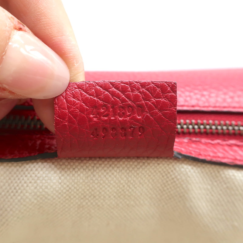 Gucci GG Marmont Small Top Handle Bag Red Grained Leather Crossbody