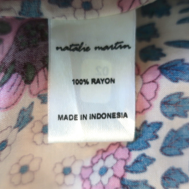 Natalie Martin Stevie Tassel Dress Blush Floral Print Rayon Size Small
