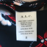 A.L.C. Mini Dress Tordi Midnight Printed Silk Crepe Size 2