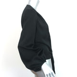 Nicholas Tie-Front Blouse Black Satin Crepe Size US 2 Long Sleeve Top