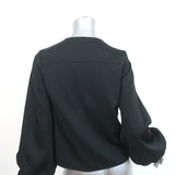 Nicholas Tie-Front Blouse Black Satin Crepe Size US 2 Long Sleeve Top