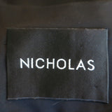 Nicholas Tie-Front Blouse Black Satin Crepe Size US 2 Long Sleeve Top