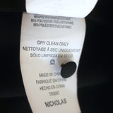 Nicholas Tie-Front Blouse Black Satin Crepe Size US 2 Long Sleeve Top