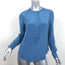 Derek Lam Half Placket Blouse Blue Silk Size 2 Long Sleeve Top