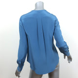 Derek Lam Half Placket Blouse Blue Silk Size 2 Long Sleeve Top