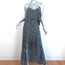 Intermix Ruffled High-Low Dress Layla Navy Leaf Print Silk Size Small