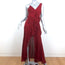 Alice + Olivia Gown Mariana Red Ruffled Silk Size 4 Asymmetric Maxi Dress