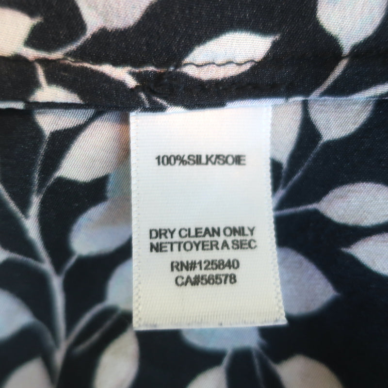 Intermix Ruffled High-Low Dress Layla Navy Leaf Print Silk Size Small