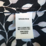 Intermix Ruffled High-Low Dress Layla Navy Leaf Print Silk Size Small