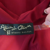 Alice + Olivia Gown Mariana Red Ruffled Silk Size 4 Asymmetric Maxi Dress