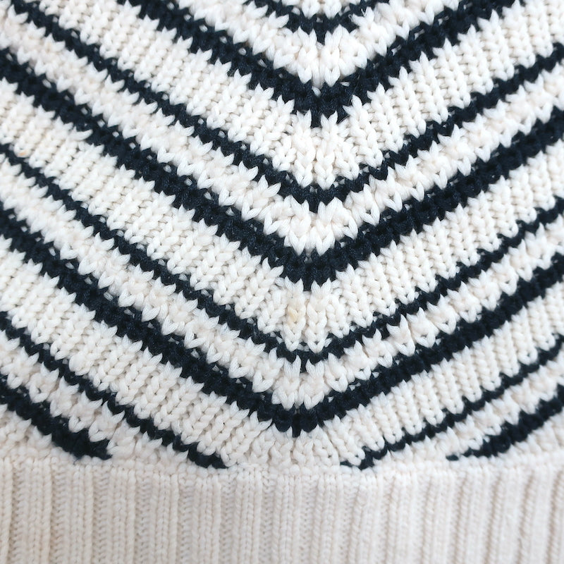 Veronica Beard V-Neck Sweater Kaela Cream/Navy Striped Knit Size Small