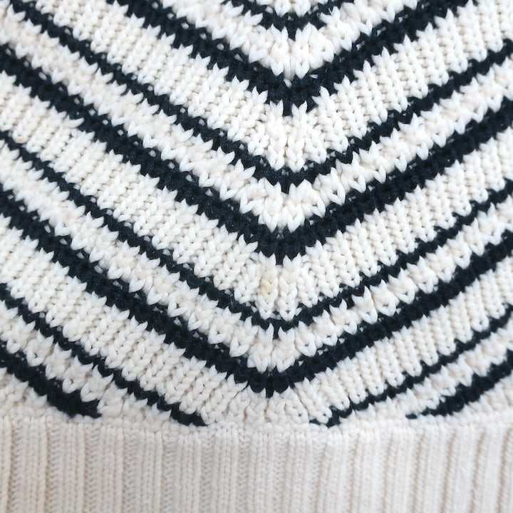 Veronica Beard V-Neck Sweater Kaela Cream/Navy Striped Knit Size Small