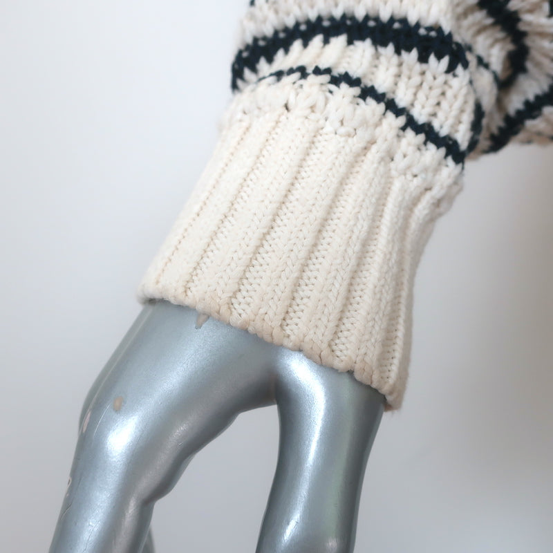 Veronica Beard V-Neck Sweater Kaela Cream/Navy Striped Knit Size Small