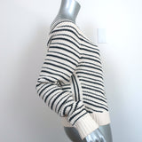 Veronica Beard V-Neck Sweater Kaela Cream/Navy Striped Knit Size Small