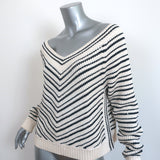 Veronica Beard V-Neck Sweater Kaela Cream/Navy Striped Knit Size Small