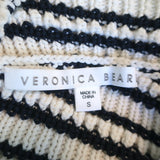 Veronica Beard V-Neck Sweater Kaela Cream/Navy Striped Knit Size Small