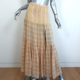 Veronica Beard Maxi Skirt Serence Yellow Metallic Stripe Cotton Size Extra Small