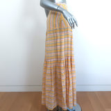 Veronica Beard Maxi Skirt Serence Yellow Metallic Stripe Cotton Size Extra Small
