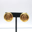 Vintage Chanel 1970s Madame Coco Round Clip-On Earrings Gold