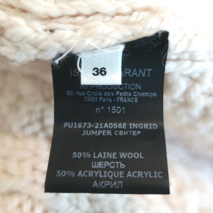 Isabel Marant Etoile Turtleneck Sweater Ingrid Ecru Cable Knit Size 36