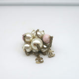 Chanel 09A CC Chain & Faux Pearl Cluster Ring Gold Size 6.5