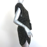 Haute Hippie Beaded Tie-Waist Mini Dress Charcoal Chiffon Size Extra Small