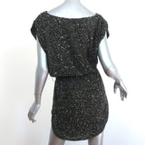 Haute Hippie Beaded Tie-Waist Mini Dress Charcoal Chiffon Size Extra Small