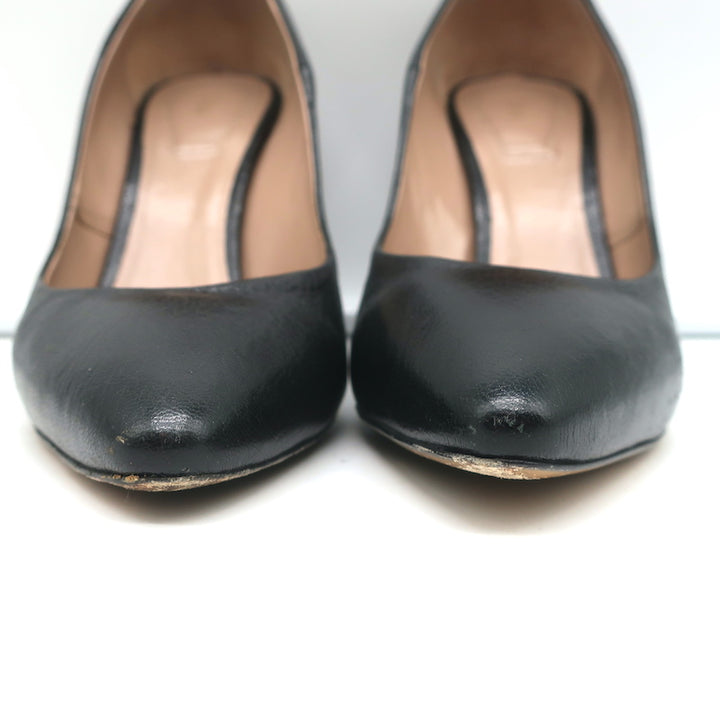 Chloe Beckie Metal-Trim Pumps Black Leather Size 36 Pointed Toe Heels