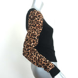 Veronica Beard Adler Mixed Media Sweater Black/Leopard Size Extra Small