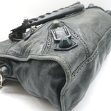 Balenciaga Giant Covered Brogues City Satchel Dark Gray Leather Shoulder Bag
