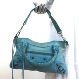 Balenciaga Classic First Bag Turquoise Leather Small Shoulder Bag