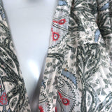 Isabel Marant Tie-Sleeve Blouse White Printed Chiffon Size 36 V-Neck Top