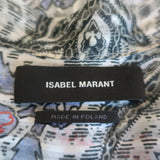 Isabel Marant Tie-Sleeve Blouse White Printed Chiffon Size 36 V-Neck Top