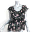 Ulla Johnson Ruffle Top Flora Black Floral Print Silk Size 4 Cap Sleeve Blouse