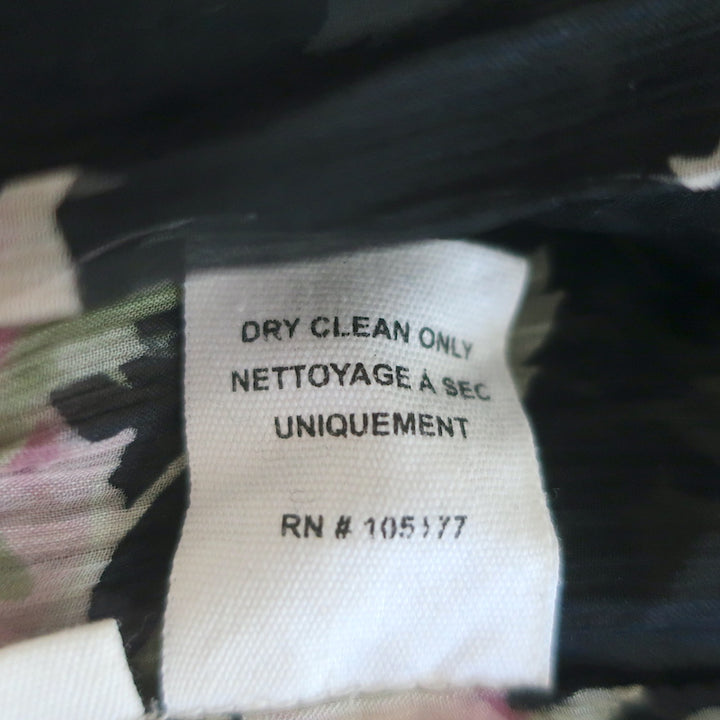 Ulla Johnson Ruffle Top Flora Black Floral Print Silk Size 4 Cap Sleeve Blouse