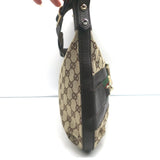 Gucci Hasler Horsebit Hobo GG Monogram Canvas & Brown Leather Shoulder Bag