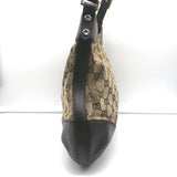 Gucci Hasler Horsebit Hobo GG Monogram Canvas & Brown Leather Shoulder Bag