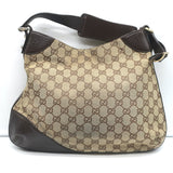Gucci Hasler Horsebit Hobo GG Monogram Canvas & Brown Leather Shoulder Bag