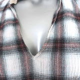 A Shirt Thing Penelope Ruffle Top White/Burgundy Plaid Gauze Size Small