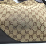 Gucci Hasler Horsebit Hobo GG Monogram Canvas & Brown Leather Shoulder Bag