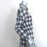 A Shirt Thing Penelope Ruffle Top White/Burgundy Plaid Gauze Size Small