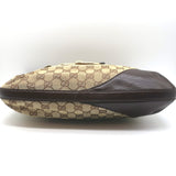 Gucci Hasler Horsebit Hobo GG Monogram Canvas & Brown Leather Shoulder Bag