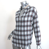 A Shirt Thing Penelope Ruffle Top White/Burgundy Plaid Gauze Size Small