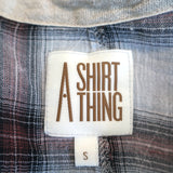 A Shirt Thing Penelope Ruffle Top White/Burgundy Plaid Gauze Size Small