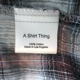 A Shirt Thing Penelope Ruffle Top White/Burgundy Plaid Gauze Size Small