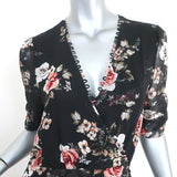 NICHOLAS High-Low Wrap Dress Black Floral Print Silk Size 4 Short Sleeve Maxi